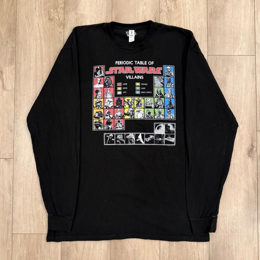 Star Wars Villains Periodic Table black long sleeve shirt Size XL
